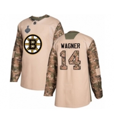 Men's Boston Bruins #14 Chris Wagner Authentic Camo Veterans Day Practice 2019 Stanley Cup Final Bound Hockey Jersey
