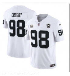 Men's Las Vegas Raiders #98 Maxx Crosby White 2024 F.U.S.E With Nevada Silver Stat And 3-Star C Stitched Football Jersey