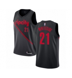 Men's Portland Trail Blazers #21 Hassan Whiteside Authentic Black Basketball Jersey - 2018 19 City Edition