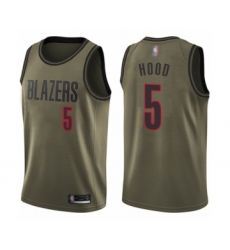 Men's Portland Trail Blazers #5 Rodney Hood Swingman Green Salute to Service Basketball Jersey