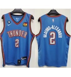 Men's Oklahoma City Thunder #2 Shai Gilgeous-Alexander Blue With NO.6 Stitched Basketball Jersey