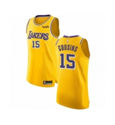Men's Los Angeles Lakers #15 DeMarcus Cousins Authentic Gold Basketball Jersey - Icon Edition