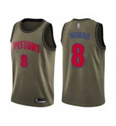 Youth Detroit Pistons #8 Markieff Morris Swingman Green Salute to Service Basketball Jersey