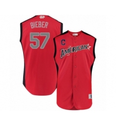 Youth Cleveland Indians #57 Shane Bieber Authentic Red American League 2019 Baseball All-Star Jersey