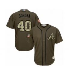 Men's Atlanta Braves #40 Mike Soroka Authentic Green Salute to Service Baseball Jersey