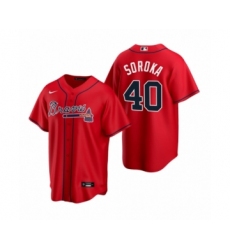 Men's Atlanta Braves #40 Mike Soroka Nike Red 2020 Replica Alternate Jersey