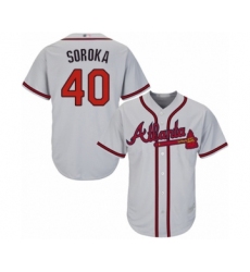 Youth Atlanta Braves #40 Mike Soroka Authentic Grey Road Cool Base Baseball Jersey