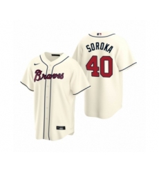Youth Atlanta Braves #40 Mike Soroka Nike Cream 2020 Replica Alternate Jersey