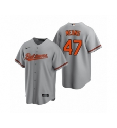Women's Baltimore Orioles #47 John Means Nike Gray Replica Road Jersey