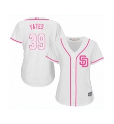 Women's San Diego Padres #39 Kirby Yates Authentic White Fashion Cool Base Baseball Jersey
