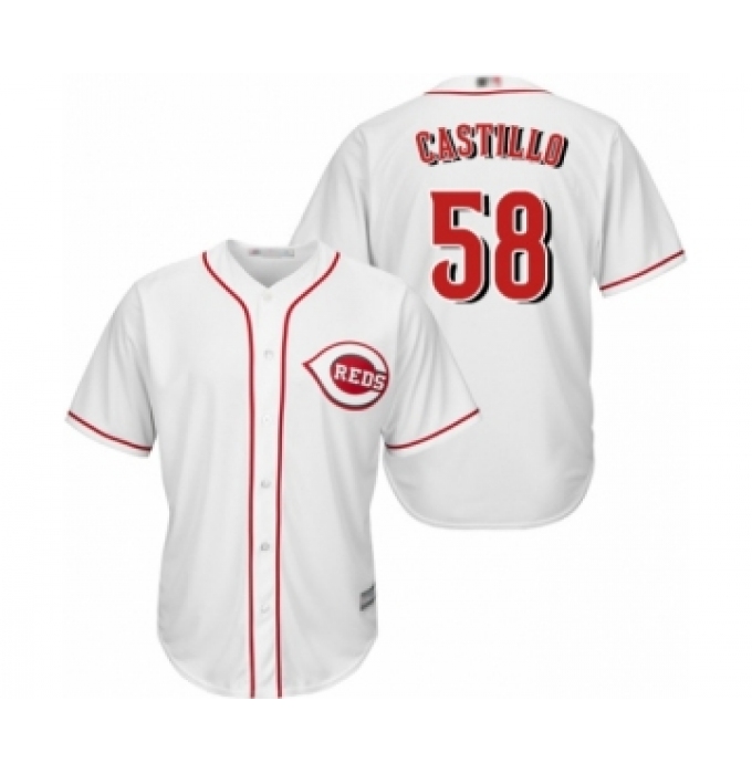 Youth Cincinnati Reds #58 Luis Castillo Authentic White Home Cool Base Baseball Jersey