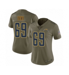 Women's Los Angeles Chargers #69 Sam Tevi Limited Olive 2017 Salute to Service Football Jersey