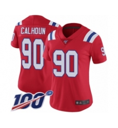 Women's New England Patriots #90 Shilique Calhoun Red Alternate Vapor Untouchable Limited Player 100th Season Football Jersey