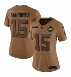 Women's Kansas City Chiefs #15 Patrick Mahomes Nike Brown 2023 Salute To Service Limited Jersey