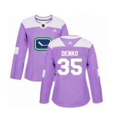 Women's Vancouver Canucks #35 Thatcher Demko Authentic Purple Fights Cancer Practice Hockey Jersey