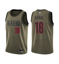 Men's Portland Trail Blazers #16 Pau Gasol Swingman Green Salute to Service Basketball Jersey