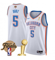 Men's Oklahoma City Thunder #5 Luguentz Dort White 2025 Finals And Finals Champions Association Edition Stitched Basketball Jersey