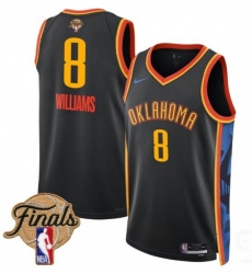 Men's Oklahoma City Thunder #8 Jalen Williams Black 2025 Finals City Edition Stitched Basketball Jersey