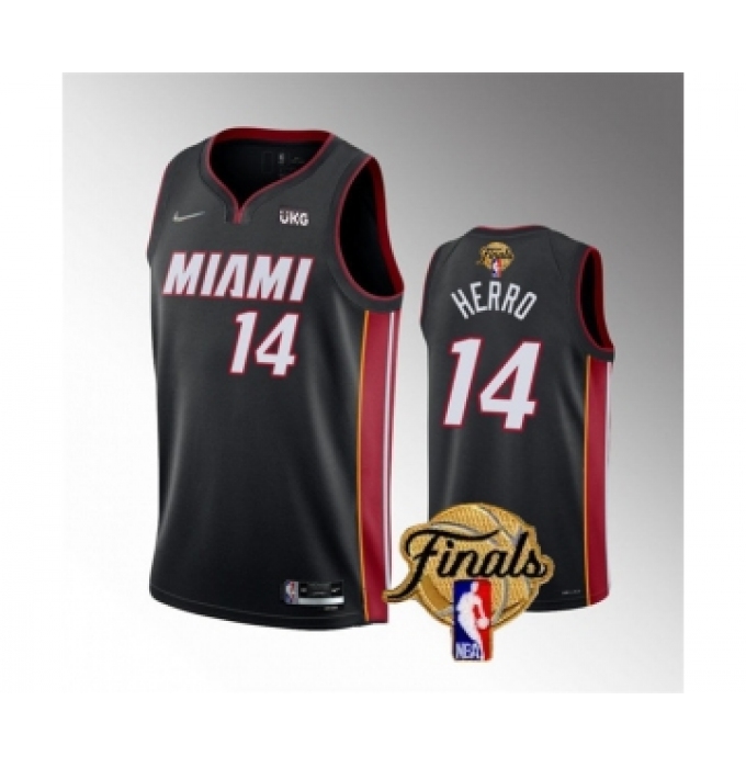 Men's Miami Heat #14 Tyler Herro Black 2023 Finals Icon Edition Stitched Basketball Jersey