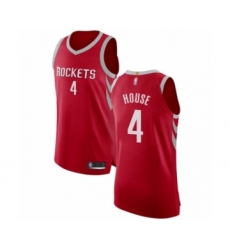 Men's Houston Rockets #4 Danuel House Authentic Red Basketball Jersey - Icon Edition