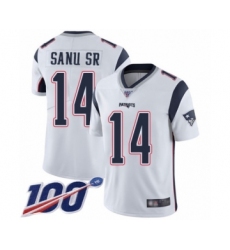 Men's New England Patriots #14 Mohamed Sanu Sr White Vapor Untouchable Limited Player 100th Season Football Jersey