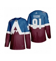 Men's Colorado Avalanche #91 Nazem Kadri Authentic Burgundy Blue 2020 Stadium Series Hockey Jersey