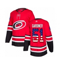 Men's Carolina Hurricanes #51 Jake Gardiner Authentic Red USA Flag Fashion Hockey Jersey