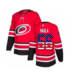 Men's Carolina Hurricanes #56 Erik Haula Authentic Red USA Flag Fashion Hockey Jersey