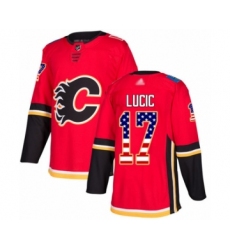 Youth Calgary Flames #17 Milan Lucic Authentic Red USA Flag Fashion Hockey Jersey
