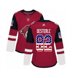 Women's Arizona Coyotes #82 Jordan Oesterle Authentic Red USA Flag Fashion Hockey Jersey