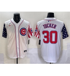 Men's Chicago Cubs #30 Kyle Tucker White 2025 Independence Day Vapor Premier Limited Stitched Baseball Jersey
