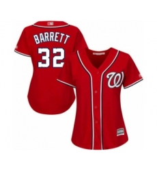Women's Washington Nationals #32 Aaron Barrett Authentic Red Alternate 1 Cool Base Baseball Player Jersey