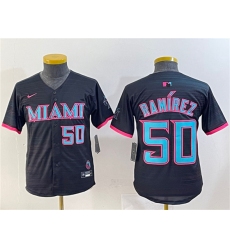 Youth Miami Marlins #50 Agustín Ramírez Black 2025 City Connect Limited Stitched Baseball Jersey
