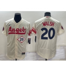 Men's Los Angeles Angels #20 Jared Walsh Number Cream 2022 City Connect Flex Base Stitched Jersey