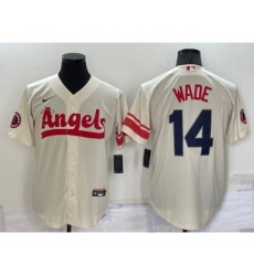 Men's Los Angeles Angels #14 Tyler Wade Cream 2022 City Connect Cool Base Stitched Jersey