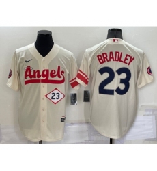 Men's Los Angeles Angels #23 Archie Bradley Number Cream 2022 City Connect Cool Base Stitched Jersey