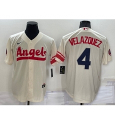 Men's Los Angeles Angels #4 Andrew Velazquez Cream 2022 City Connect Cool Base Stitched Jersey