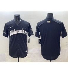 Men's Milwaukee Brewers Blank Black 'Gothic 414 Shadows Edition' Vapor Premier Limited Stitched Jersey