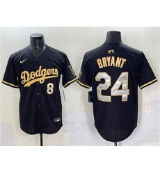 Men's Los Angeles Dodgers Front #8 Back #24 Kobe Bryant Black Gold Limited Stitched Baseball Jersey