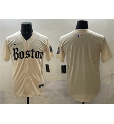 Men's Boston Red Sox Blank Cream Gothic Vapor Limited Stitched Baseball Jersey