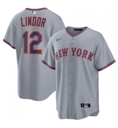 Men's New York Mets #12 Francisco Lindor Gray 2025 Limited Stitched Baseball Jersey