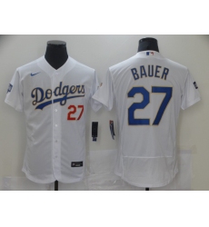 Men's Los Angeles Dodgers #27 Trevor Bauer White Nike World Series Champions Authentic Jersey