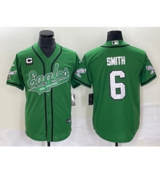 Men's Nike Philadelphia Eagles #6 DeVonta Smith Green C Cool Base Stitched Baseball Jersey