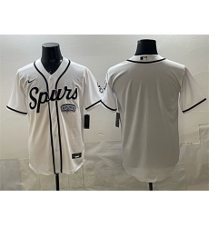 Men's San Antonio Spurs Blank White Stitched Baseball Jersey