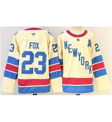 Men's New York Rangers #23 Adam Fox Beige 2025-26 Winter Classic With A Stitched Hockey Jersey