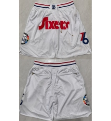 Mens Philadelphia 76ers White Shorts (Run Small)