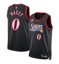 Men's Philadelphia 76ers #0 Tyrese Maxey Black 2025 Classic Edition Stitched Jersey