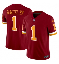 Men's Washington Commanders #1 Deebo Samuel Sr. Burgundy 2025 F.U.S.E. Throwback Limited Football Stitched Jersey