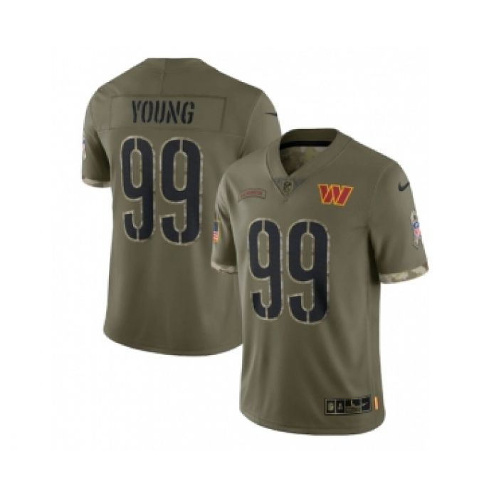 Men's Washington Commanders #99 Chase Young 2022 Olive Salute To Service Limited Stitched Jersey