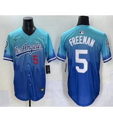 Men's Los Angeles Dodgers #5 Freddie Freeman Blue 2025 City Connect Limited Stitched Jersey